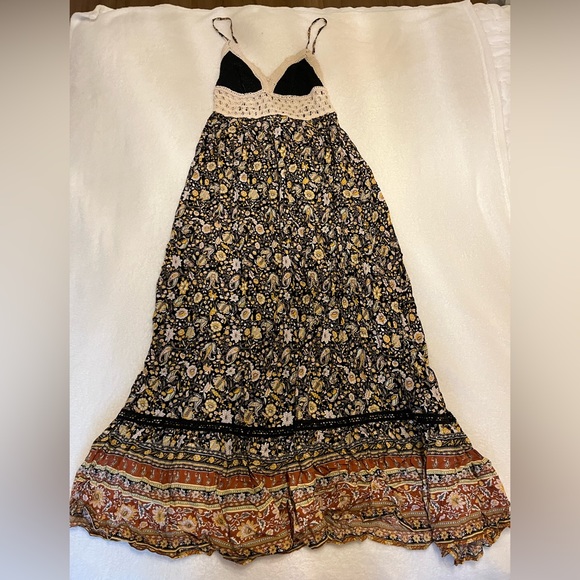 Crochet woven and floral maxi dress Small forever 21 - Picture 6 of 12
